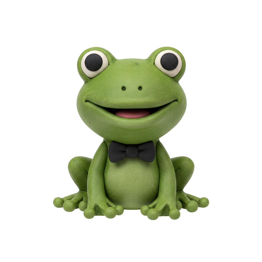 Plasticine frog in a bowtie — Claymation